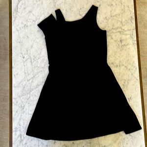 Girls Black Fit and Flare Dress w Asymmetrical neckline Size XL
